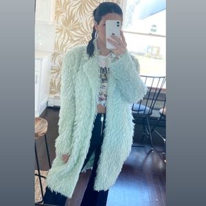 Elizabeth & James Faux Fur Jacket in Sea-foam